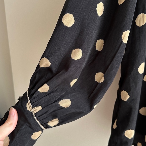 Grace & Mila Gold and Black Polka Dot Button Down Shirt, Size Small - Picture 6 of 16